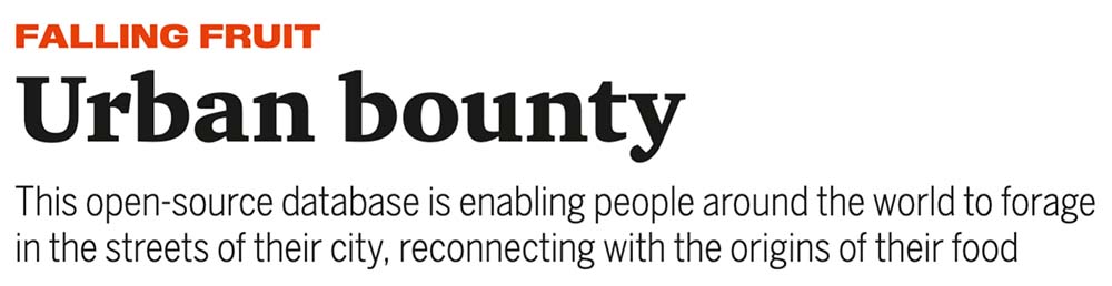 Masthead of the article on Falling Fruit in Red Bulletin