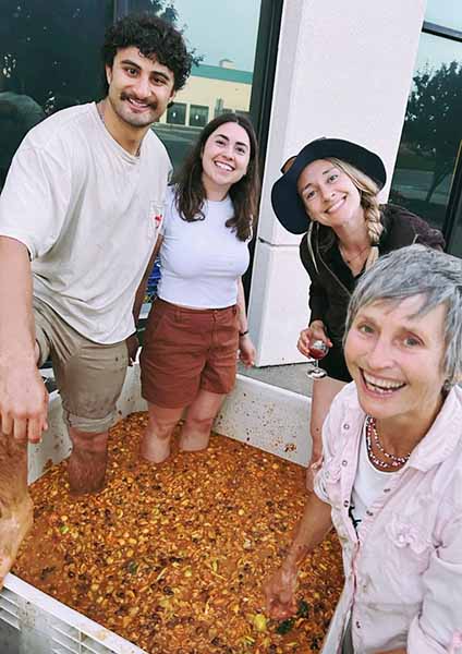 People stomping on loquat to make wine