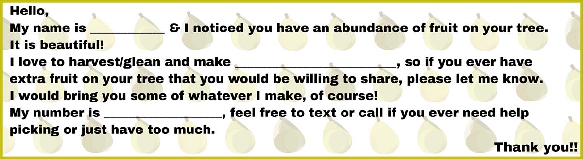 Letter template addressed to the residents of a home with a productive fruit tree